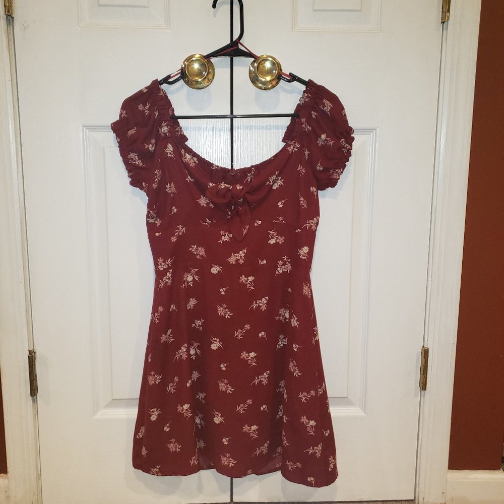 Red Floral Dress with Tie